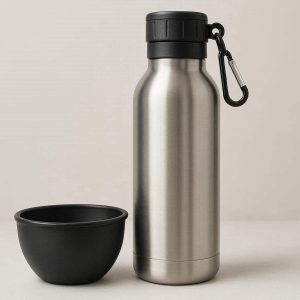 15 Stainless Steel Dog Water Bottle Insulated Pet Travel Flask with Detachable Bowl for Keeping Water Cool During Summer Outdoor Walks