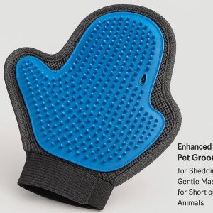 19 Enhanced Silicone Pet Grooming Mitt for Shedding Control Gentle Massage Brush for Short and Long Haired Animals with Secure Fit