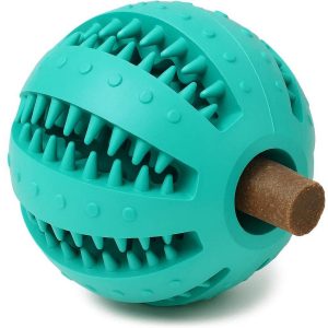 2 Durable Natural Rubber Dog Ball Toy Tough Chew Toy for Aggressive Chewers Dental Care Treat Dispensing Non Toxic Materials