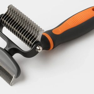 27 Professional Undercoat Rake for Dogs and Cats Effective Deshedding Tool with Stainless Steel Teeth for Removing Stubborn Mats and Knots
